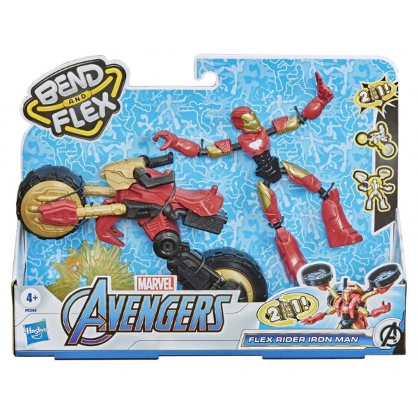 Hasbro Bend And Flex Iron Man motorcycle Marvel F0244